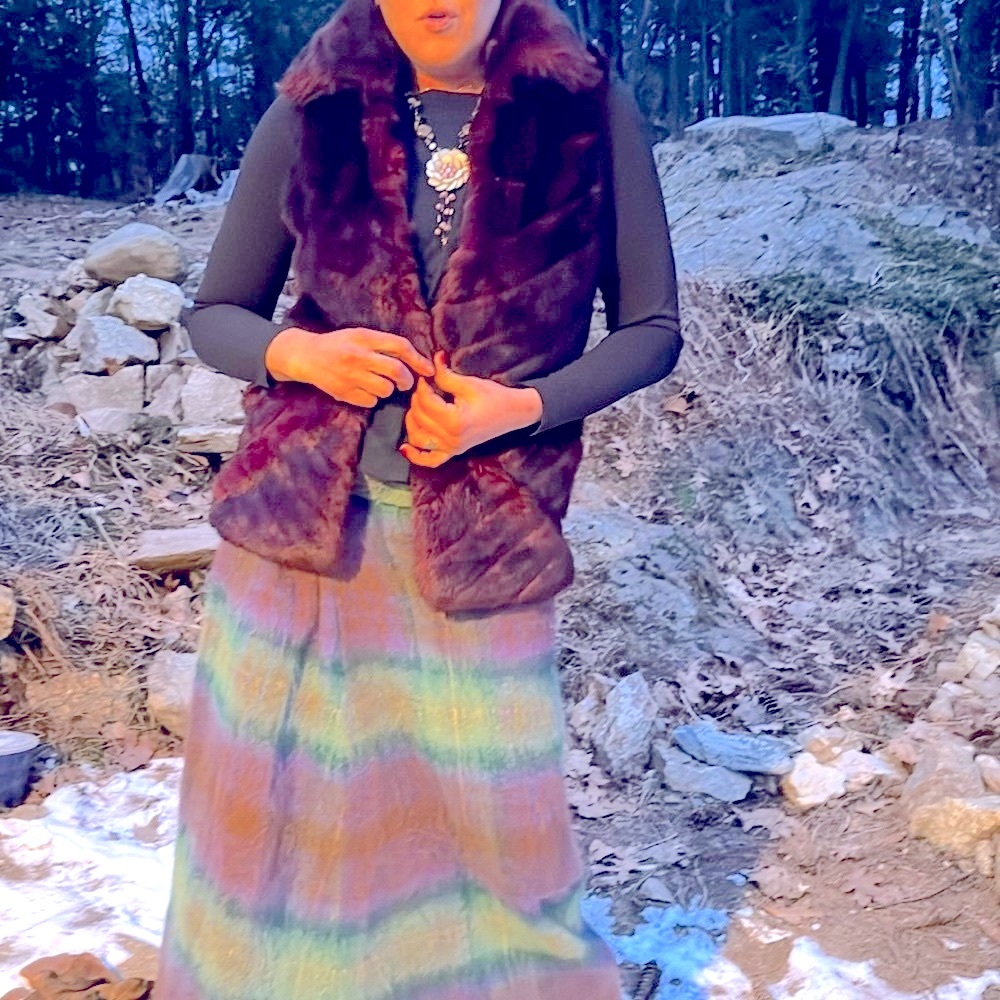 Fur vest burgandy